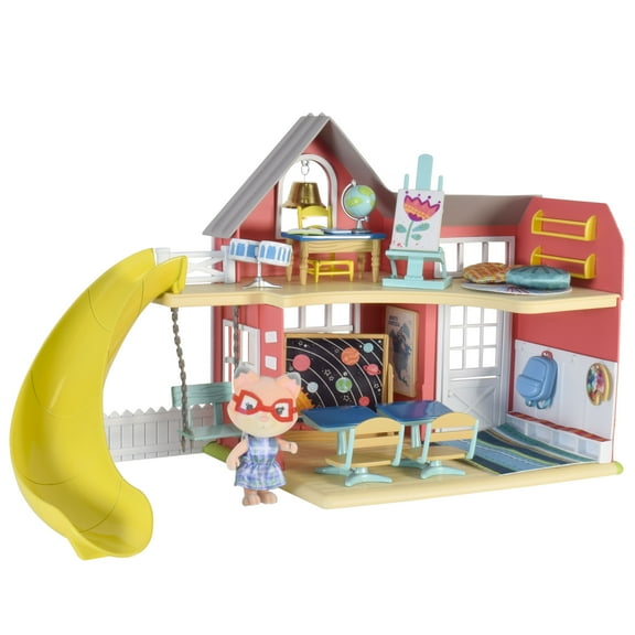 Honey Bee Acres Sunshine Meadow School – 21 Piece Miniature Dollhouse with Accessories & Exclusive Fox Figure – Pretend Play Set for Kids Ages 3 