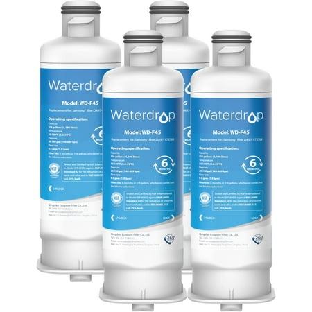 Waterdrop DA97-17376B Refrigerator Water Filter, Replacement for Samsung DA97-17376B, DA97-08006C, HAF-QIN/EXP, NSF Certified, 4 Pack