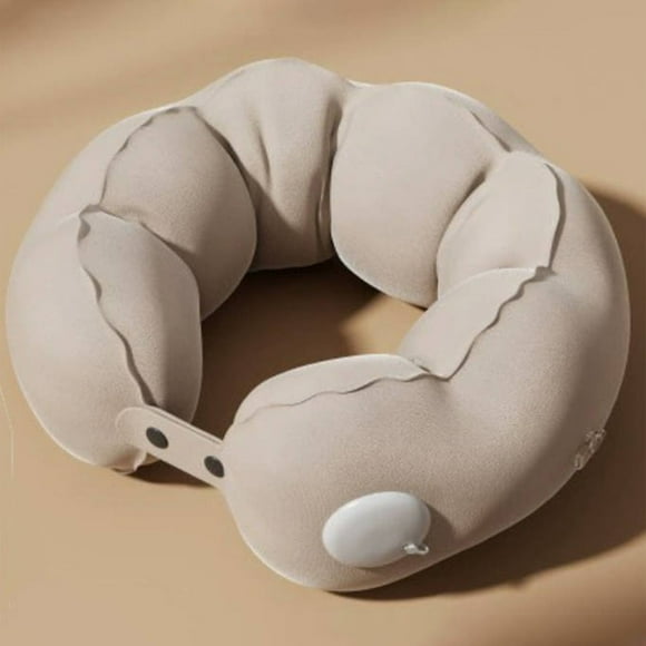 Almohada de viaje inflable, almohada cervical en forma de U, almohada portátil para avión, volumen de aire ajustable, suave gamuza flocada, para vuelos y viajes en coche.,Vsgery