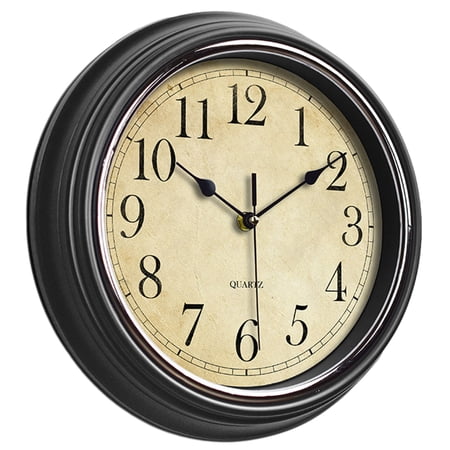 Taeuda 12'' Retro Wall Clock Quiet Non Ticking Classical Clocks Arabic/Roman Numerals