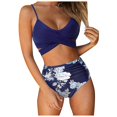 thumbnail image 1 of Goth Accessories Women Cross High Waisted String Floral Printed 2 Piece Bathing Suit Bkini, 1 of 6