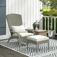 thumbnail image 2 of Outsunny Chaise Adirondack en Osier avec Ottoman Chaise pour Foyer avec Coussin Blanc, 2 of 10