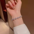 thumbnail image 5 of Fiaya Women Round Flash Moissanite Bracelets, 1Pc Adjustable Cubic Zirconia Silver Bracelet, Fasion Jewelry Gift for Women Birthday Valentine Mother's Day (B), 5 of 8