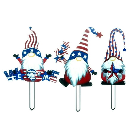 

LYCAQL 3PCS America Day Garden Art Outdoor Garden Backyard Branch Metal Animal Decoration Gift Independence Day Card Slot Decoration
