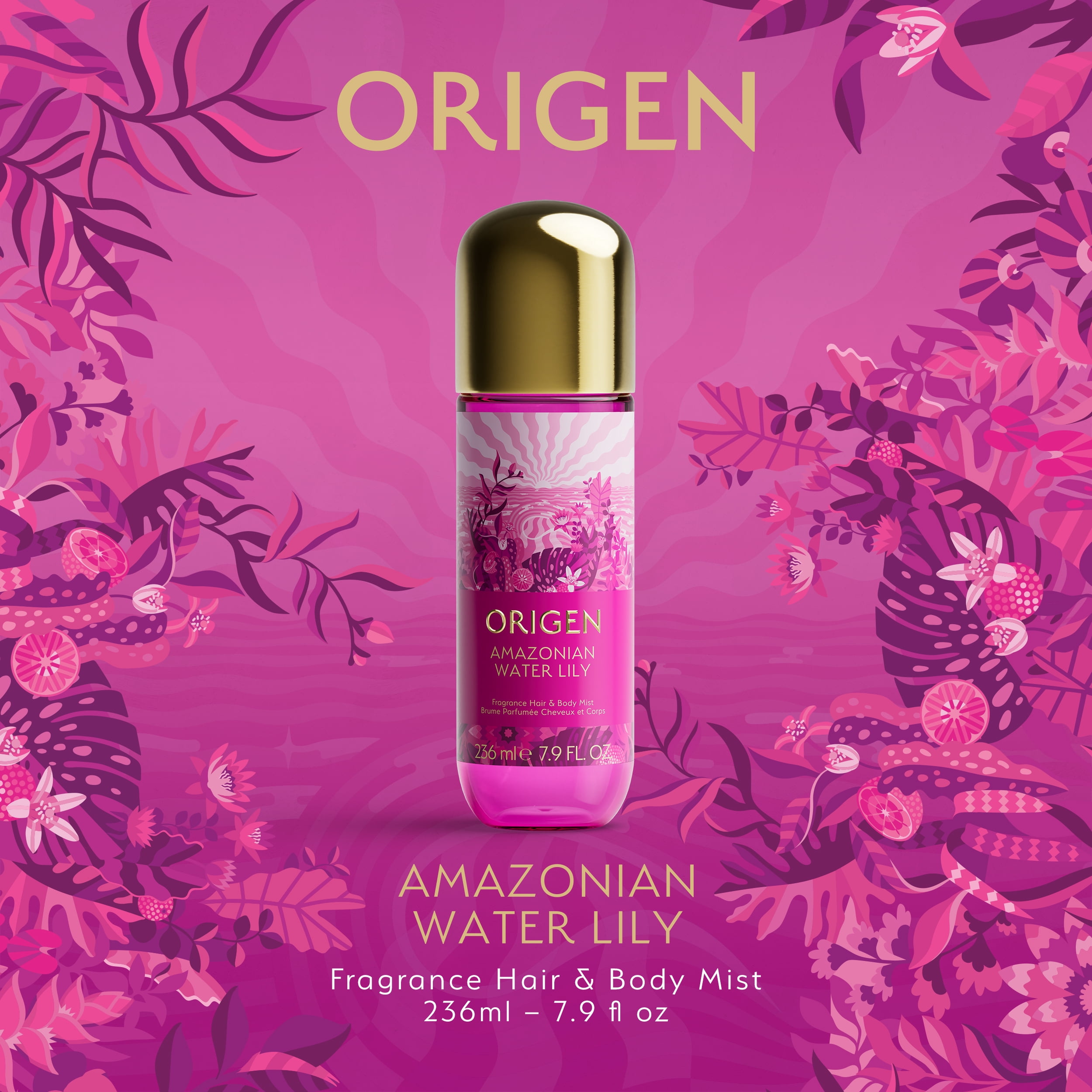 Origen Water Lily Hair and Body Mist, Fresh Floral Citrus Fragrance, 7.9 oz