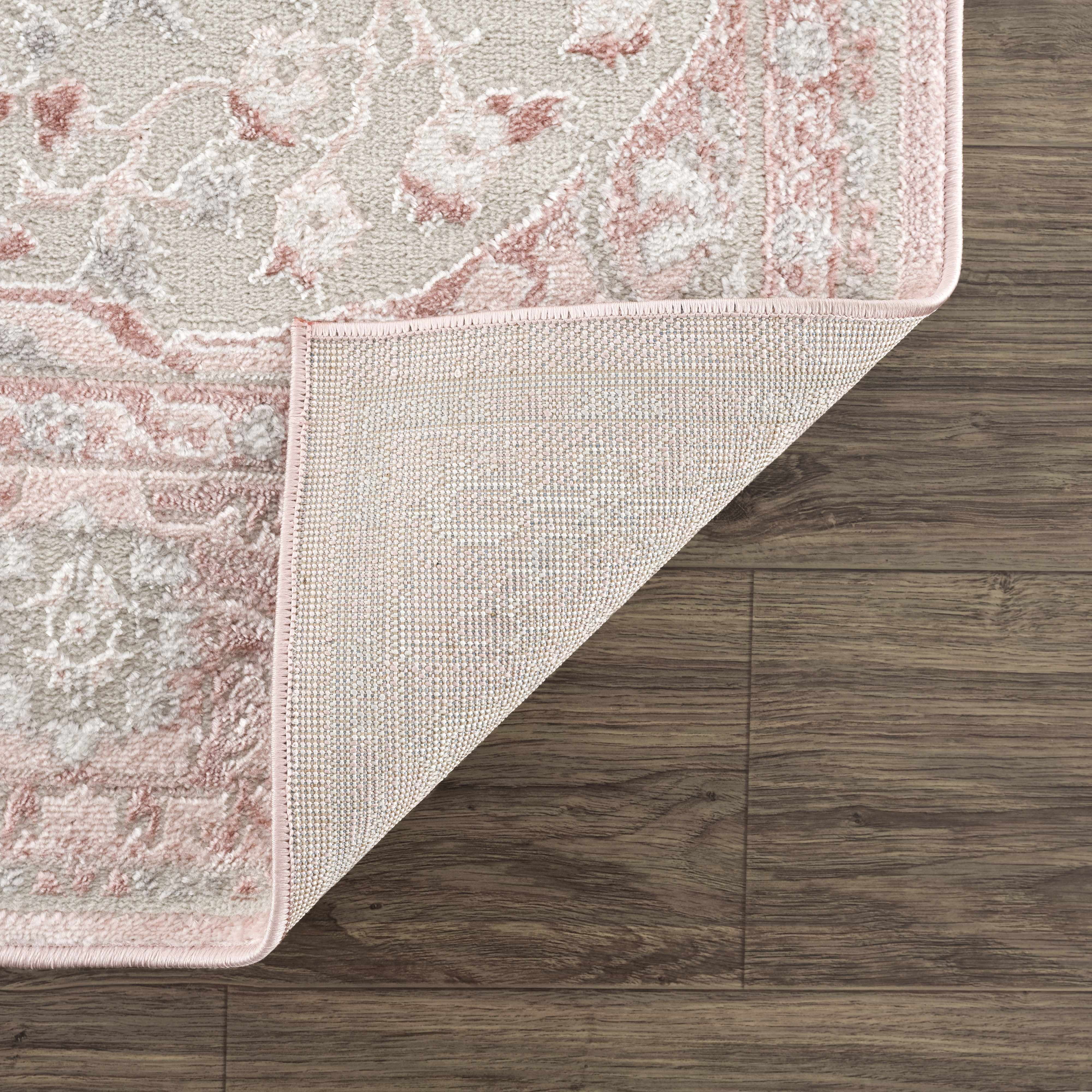 BoutiqueRugs Blush & Light Pink Collection Zora Bohemian Oriental Medallion Area Rug - Traditional Floral Carpet for Living Room, Bedroom - Blush, Pale Pink, Cream - 6'7" x 9'2" (6x9 Area Rug)