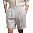 thumbnail image 2 of Men's Relaxed Straight Pleated shorts Business Work Golf Dress Shorts Casual Summer Stretch Flat Front Shorts Light Gray L, 2 of 4