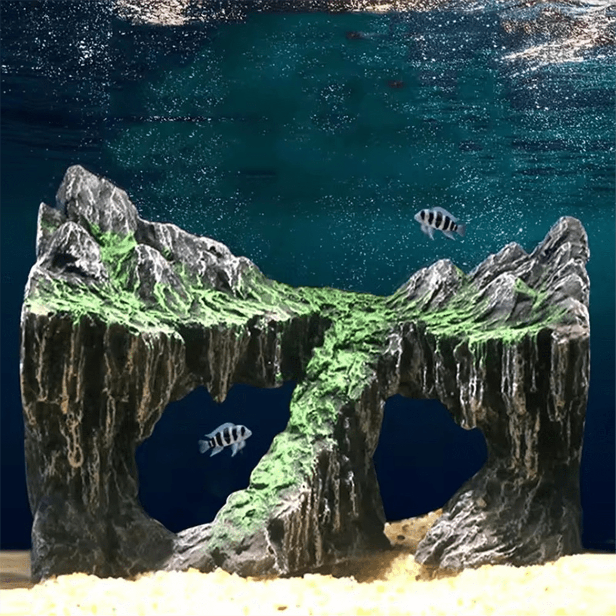 Resin -Aquarium Decoration Fish Tank Simulated Rock Mountain Ornament Rocks Cave for Rest Hide Play Breed,A
