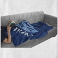 thumbnail image 6 of Blue Soft Flannel Fleece Blanket, April Showers Bring May Flowers with an Umbrella Hand-Drawn Calligraphy, Cozy Plush for Indoor and Outdoor Use, 50" x 60", Blue Pale Blue and White, by Ambesonne, 6 of 6