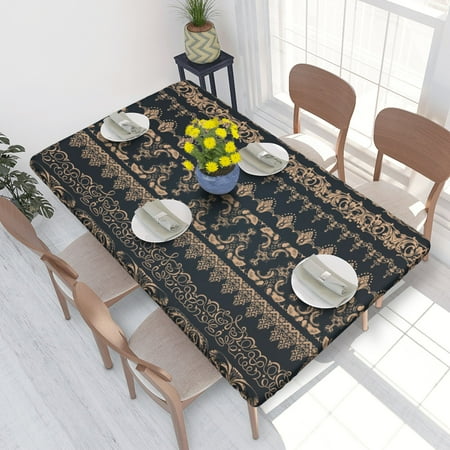 

Home Deluxe Tablecloth Classical Ethnic Pattern (6) Waterproof Elastic Rim Edged Table Cover- For Christmas Parties And Picnics 4ft