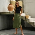 thumbnail image 6 of Skirts for Women Midi Length Casual Side Button Skirt High Waisted Long Flowy Skirt Summer Beach Skirts 2XL, 6 of 7