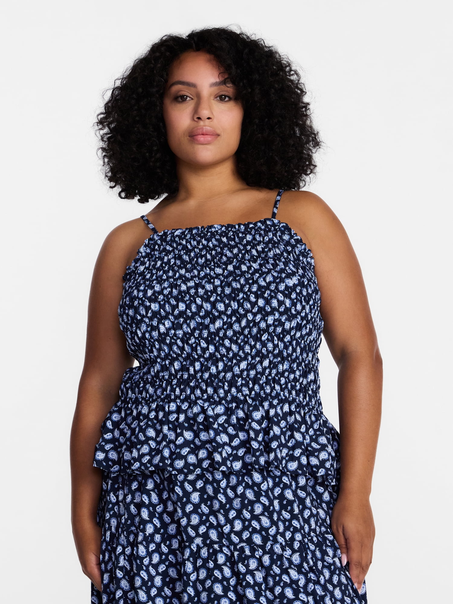Time and Tru Women's Smocked Tank Top, Sizes XS-XXXL