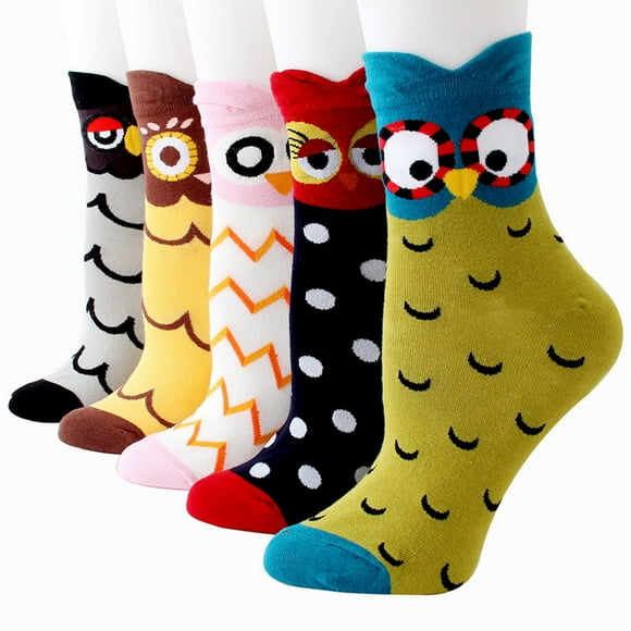 Jedewomi Socks 5Pair Print Casual Socks Socks Cotton Comfortable Pattern Women Lady Socks