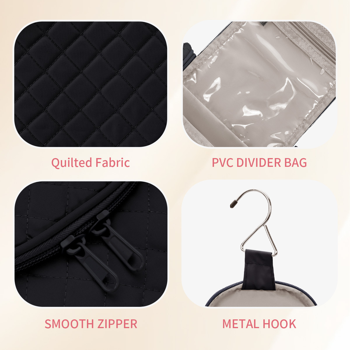 Narwey Hanging Toiletry Bag Water-Resistant Black photo 2
