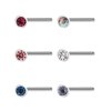 Body Jewelry Spring Revision 22-Gauge L-Shaped Surgical Steel with Crystal Nose Stud, 6 Pack