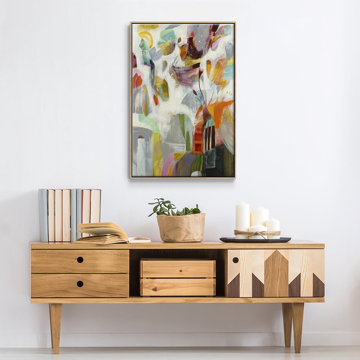 Renewal Framed Premium Gallery Wrapped Canvas - Ready to Hang - 27 x 41 - Natural Wood Floating Frame