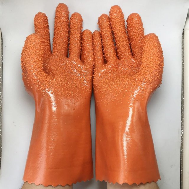 Grande,Naranja-1 Pares Guantes de Pesca Pesca Guantes de Goma Guantes de Goma Antideslizantes Partículas Resistentes al Aceite