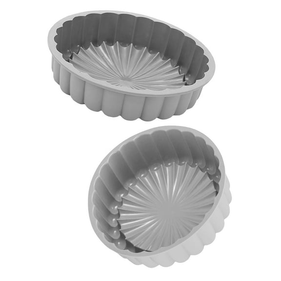PAMINGONO 2Pcs Round Cake Mould High-Temperature Resistance Grey Silicone Baking Pans for Cakes