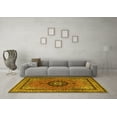 thumbnail image 3 of Ahgly Company Machine Washable Indoor Square Medallion Yellow Traditional Area Rugs, 4' Square, 3 of 4