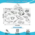 thumbnail image 2 of Black Mushroom Line White Pattern Hooded Bath Towel，50"x30" for Ages 3 To 12 Kids, Quick Dry Lightweight Soft Microfiber Hood Beach Towel Cover Up for Kids, 2 of 7
