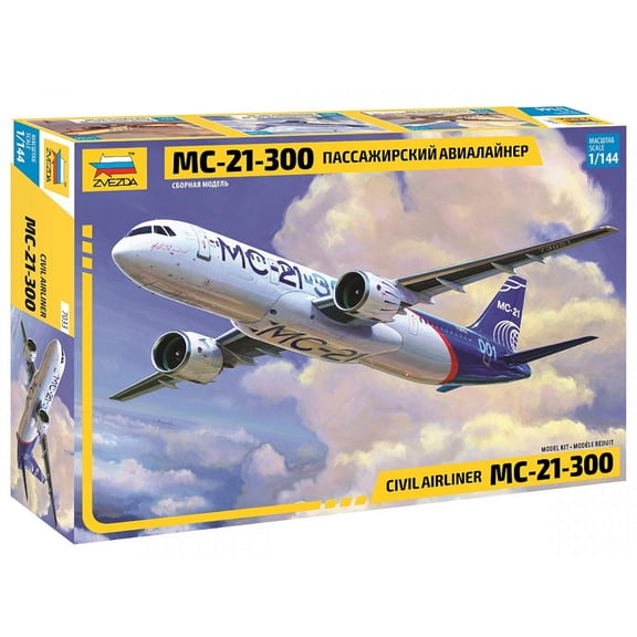 Zvezda 530007033 1:144 Irkut MS-21-300 Traffic Aircraft, Model, Plastic Construction, Assembly