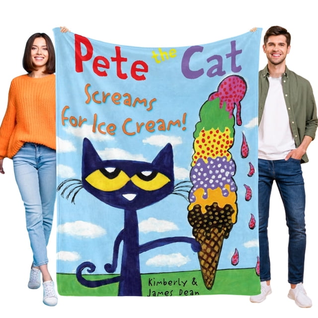 Pete el Gato anti-pilling, suave, ligera, esponjosa y acogedora de lujo para hogar y cocina – Perfecta para niños y adultos,120x150cm