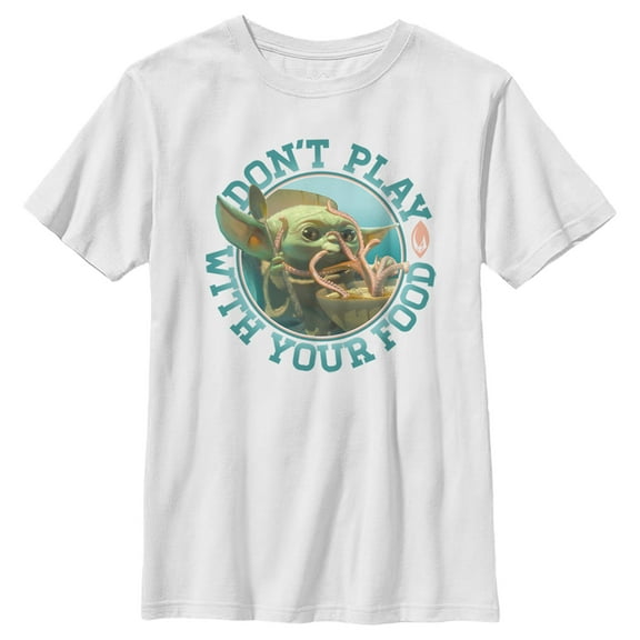 Boy's Star Wars: The Mandalorian The Child Playing With Food  Graphic Tee White X Large