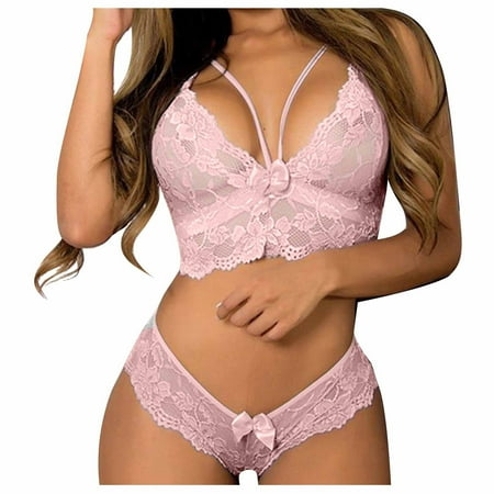 EGNMCR Women s Lingerie Sexy Lace Hollow Out Temptation Perspective Plus Size Underwear Lingerie Sexy Set Valentine Day Spring/Summer Save Clearance