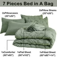 thumbnail image 4 of Evenhug Green Comforter - 7 Pieces Queen Pintuck Comforter Set,Floral Ruched Bedding Set with Comforter,Flat Sheet,Fitted Sheet and Pillow Shams(90"x90"), 4 of 7