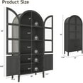 thumbnail image 2 of 71" Tall Arched Cabinet, 5-Tier Arched Kitchen Pantry with Glass Doors & Shelves, Modern Display Arch Cabinet with Adjustable Feet, Wooden Pantry for Living Room, Dining Room, 2 of 9