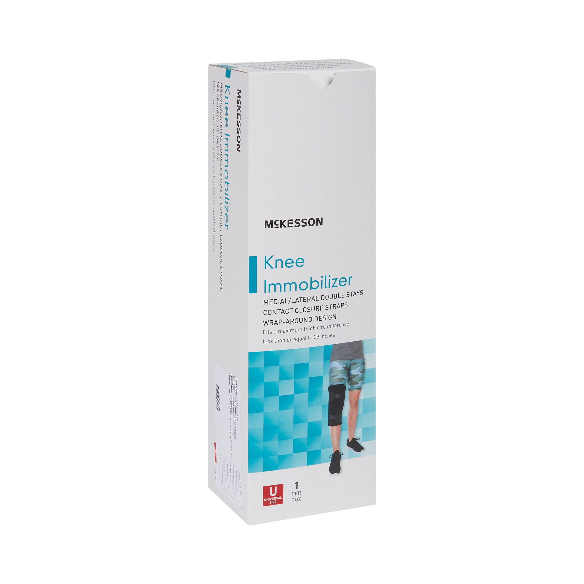 McKesson Knee Immobilizer Brace for Injuries or Surgery - One Size, 12 in L, 1 Ct