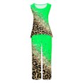 thumbnail image 4 of Mikilon Ensemble Stylé pour Femme 2 Pcs Décontracté Ample Débardeur Imprimé Pantalon Long Sans Manches Col Rond Haut/chemise Ensemble Vert TP, 4 of 5