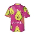 thumbnail image 3 of Fotbe Pink Green Avocado Hawaiian Shirt For Men Unisex Summer Beach Casual Short Sleeve Cotton Linen Button Down Shirts-Large, 3 of 9
