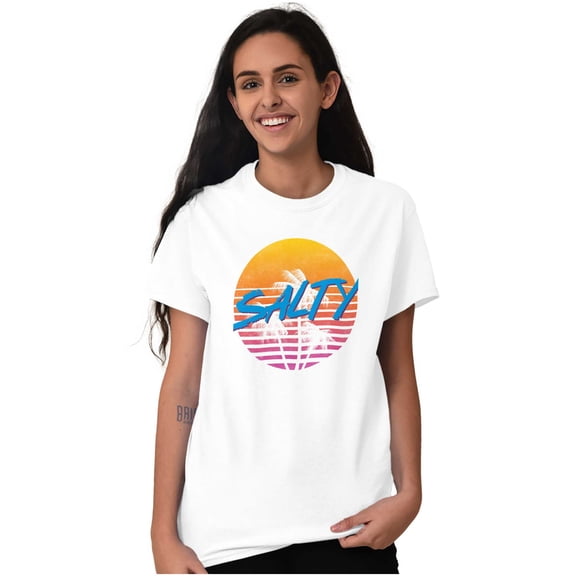 Salty Retro 80s 90s Sunset Beach Vibe Women's Plus Size Graphic Tee Brisco Brands 2X
