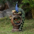thumbnail image 2 of LuxenHome Resin Peacock and Urn Statue Outdoor Fountain with LED Lights, 2 of 9