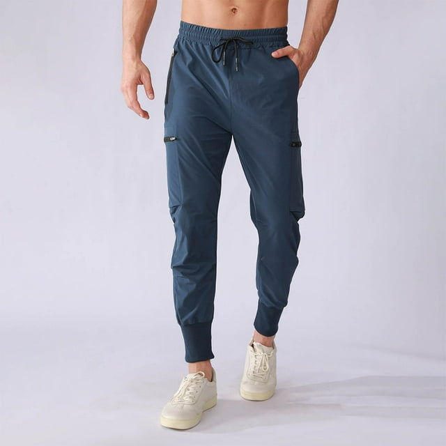 Mens Pants Casual Mens Utility Work Pants Stretch Tactical Pants for Men Mens Drawstring Cargo Pants (Blue,XL)