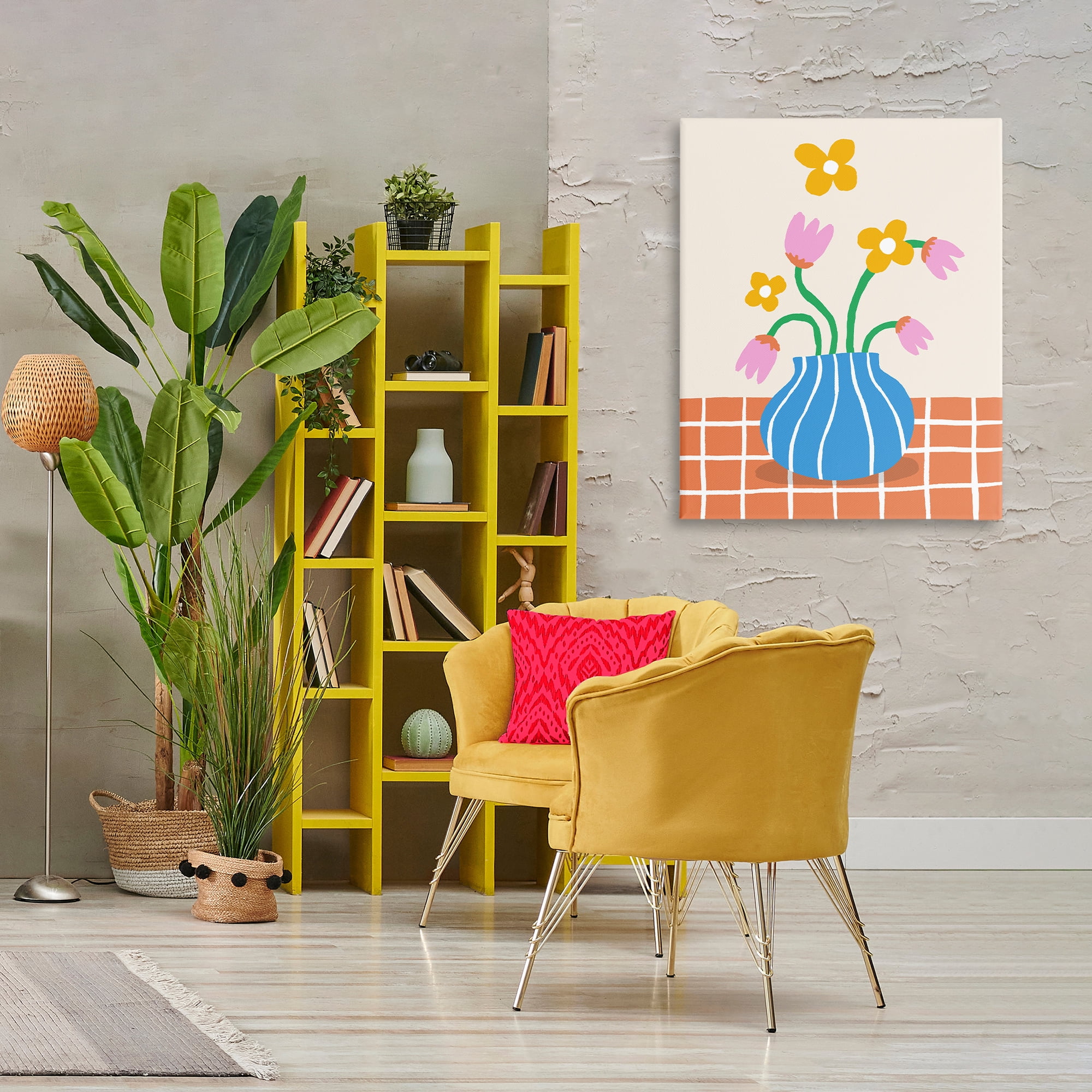 Stupell Industries Whimsical Flower Market Plants & Flowers Painting Wrapped Canvas Art Print Wall Art, 30 x 40