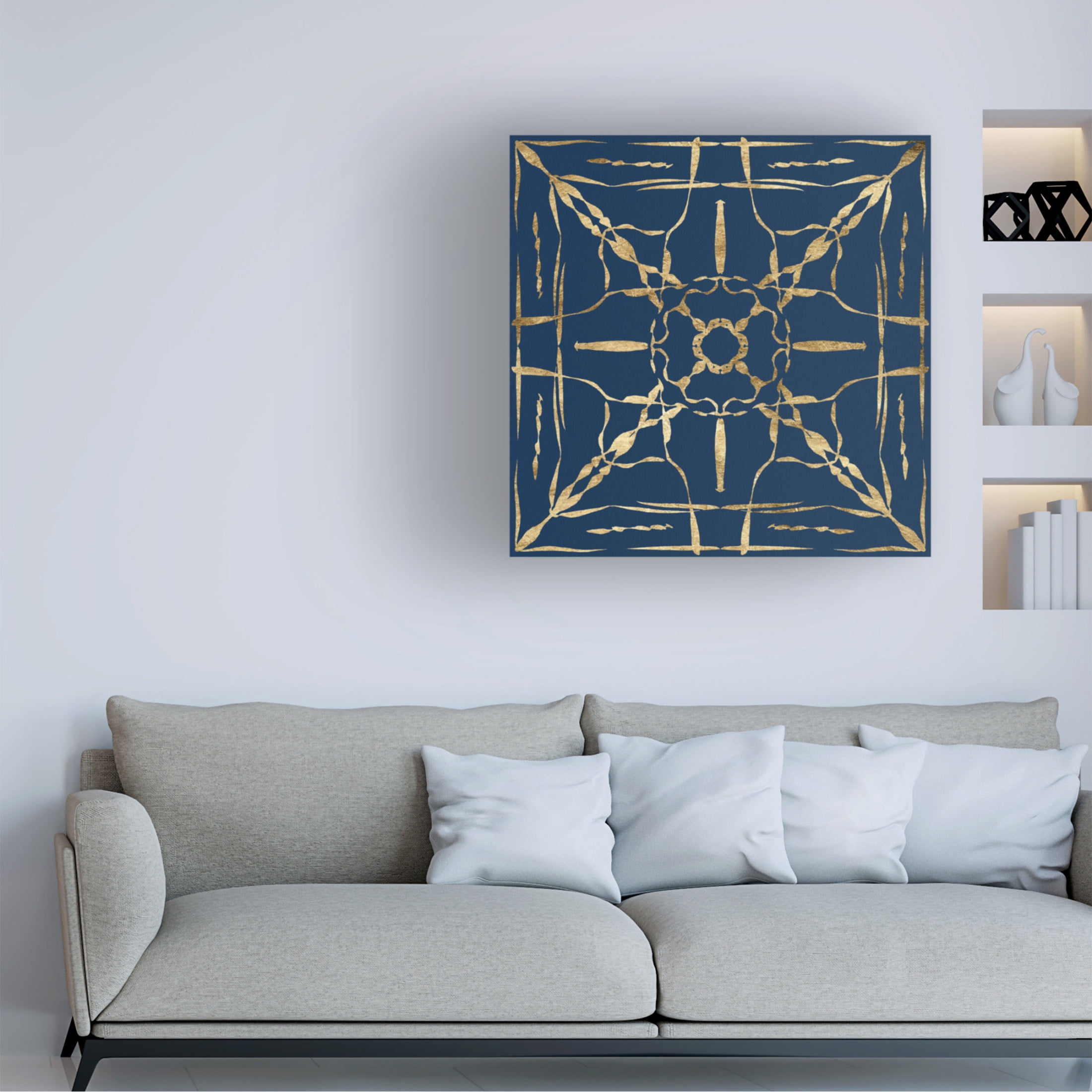 Trademark Fine Art Alonzo Saunders Motif on Blue IV Canvas Wall Art