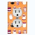 thumbnail image 1 of Metal Light Switch Wall Plate Outlet Cover (Coffee Mocha Espresso Tea Pot Kettle Maker Festive Cup Orange Pattern - Single Duplex), 1 of 2