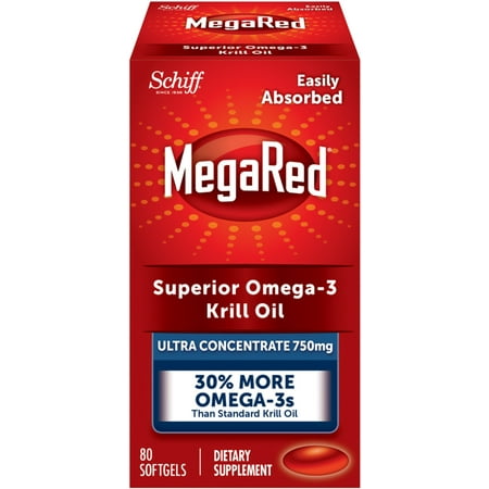 MegaRed 750mg Ultra Concentration Omega-3 Krill Oil - No fishy aftertaste as with fish oil, 80