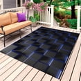thumbnail image 4 of Outdoor Rug 3x5 ft Navy Blue Black Cubes Outdoor Large Area Rug Non Slip Rubber Modern Artificial Front Door Mat RV Rug Camping Carpet Patio Outdoor Rugs for Backyard Balcony Deck Porch Indoor, 4 of 9