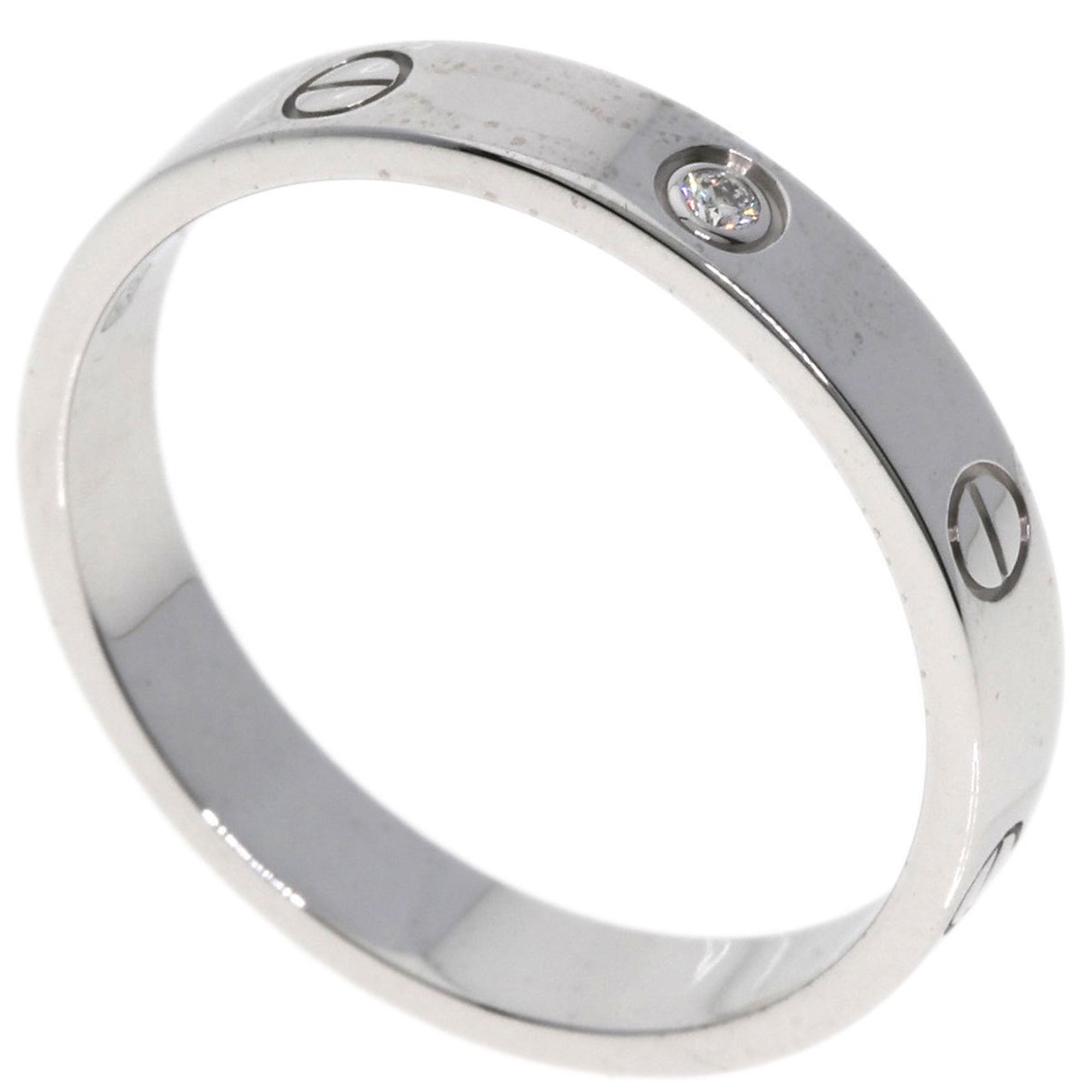 Pre-Owned Cartier Mini Love Ring 1P Diamond #64 K18 White Gold Men's Women's CARTIER (Good)