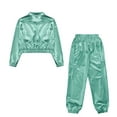 thumbnail image 5 of iixpin Boys Girls 2Pcs Dance Outfits Sequin Jacket with Pants Set Hip Hop Jazz Dance Birthday Party Costume Light Green 8, 5 of 6