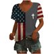 thumbnail image 4 of Tops Cortos para las Mujeres Día de la Independencia Patriótica Impreso Cuello en V, Manga Corta Top Casual para Diario, Fiesta Y Todas las Estaciones, 4 of 5