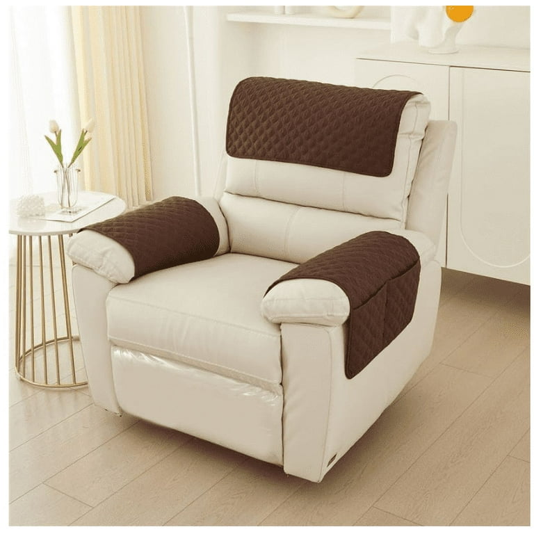 Garayma 3 Pcs Recliner Covers Armrest Covers with Storage Pockets Headrest Cover Armchair Slipcovers Sofa Recliner Protector Coffee Walmart