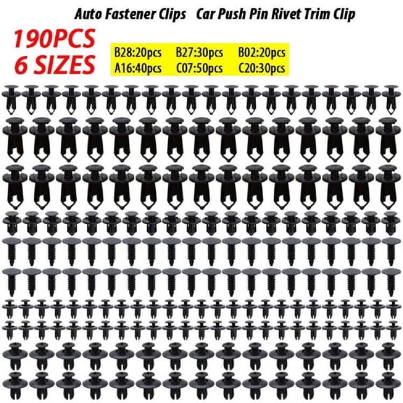 190pcs Universal Car Body Fastener Plastic Clips Rivets Panel Fender Retainer