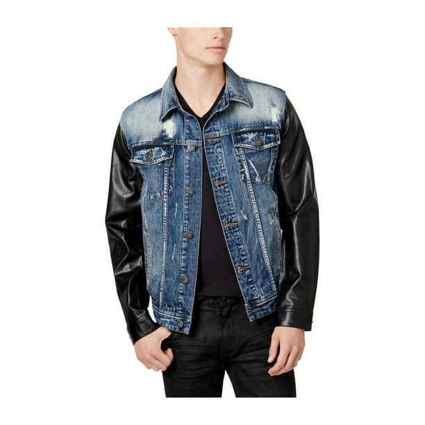 I N C Mens Faux Leather Denim Jean Jacket Com - Leather Denim Jacket Mens I N C Mens Faux Leather Denim Jean Jacket Com - Leather Denim Jacket Mens