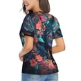 thumbnail image 3 of Vsdgher Colorful Floral Patterned Horse Women Shirts V Neck Short Sleeve Tops T-Shirt Basic Tees, S to 3XLMedium, 3 of 5