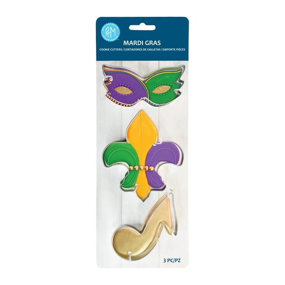 R&M International Mardi Gras 3 Piece Cookie Cutter Set