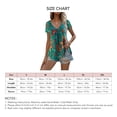 thumbnail image 5 of Mujer Cuello En V Top Estampado Floral Mangas Cortas Busto Plisado Suelto Ajuste Verano Casual Camiseta Verde S, 5 of 5
